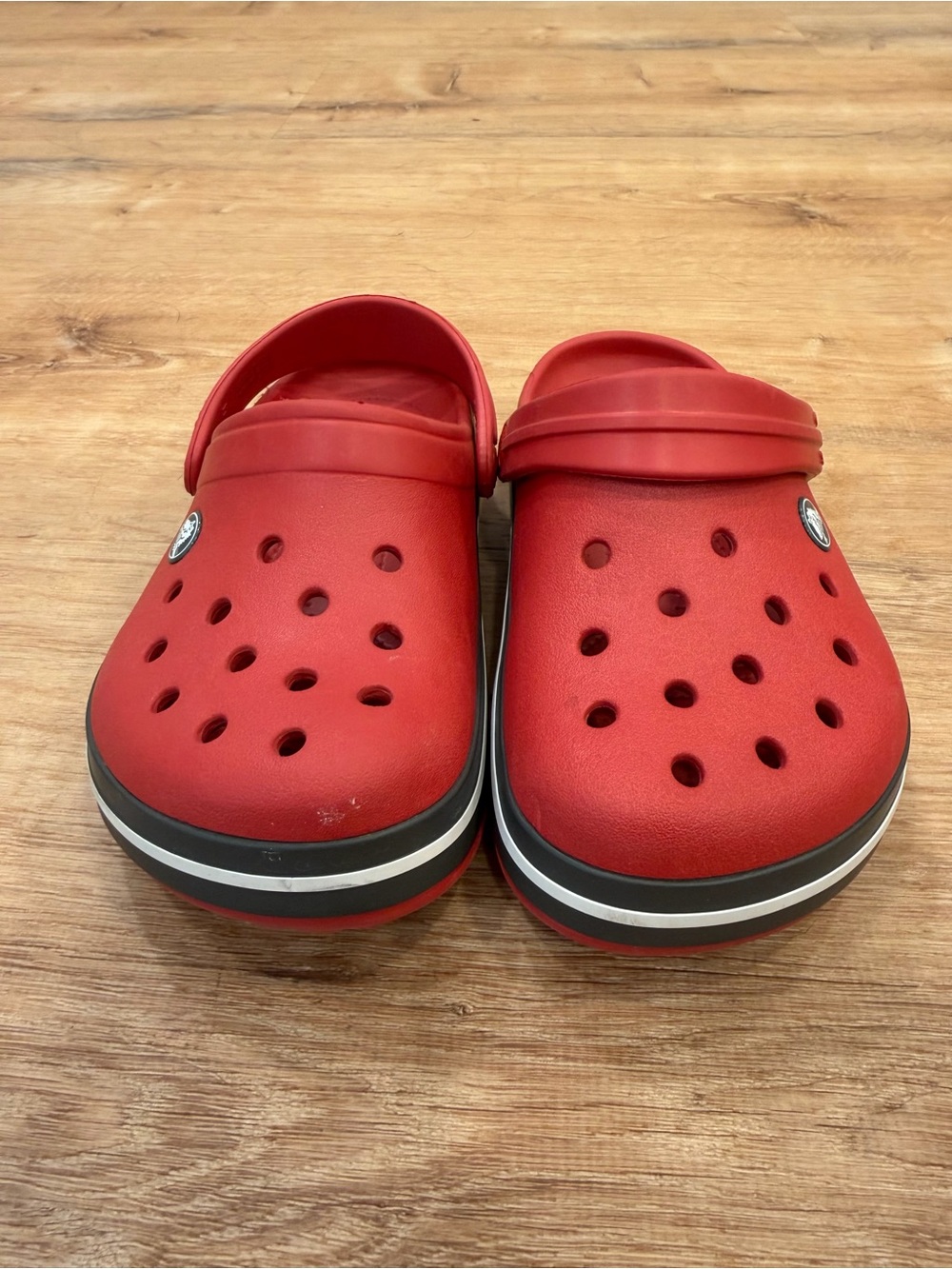 CROCS Kids Red Vented Clogs with Black-Trim Sole